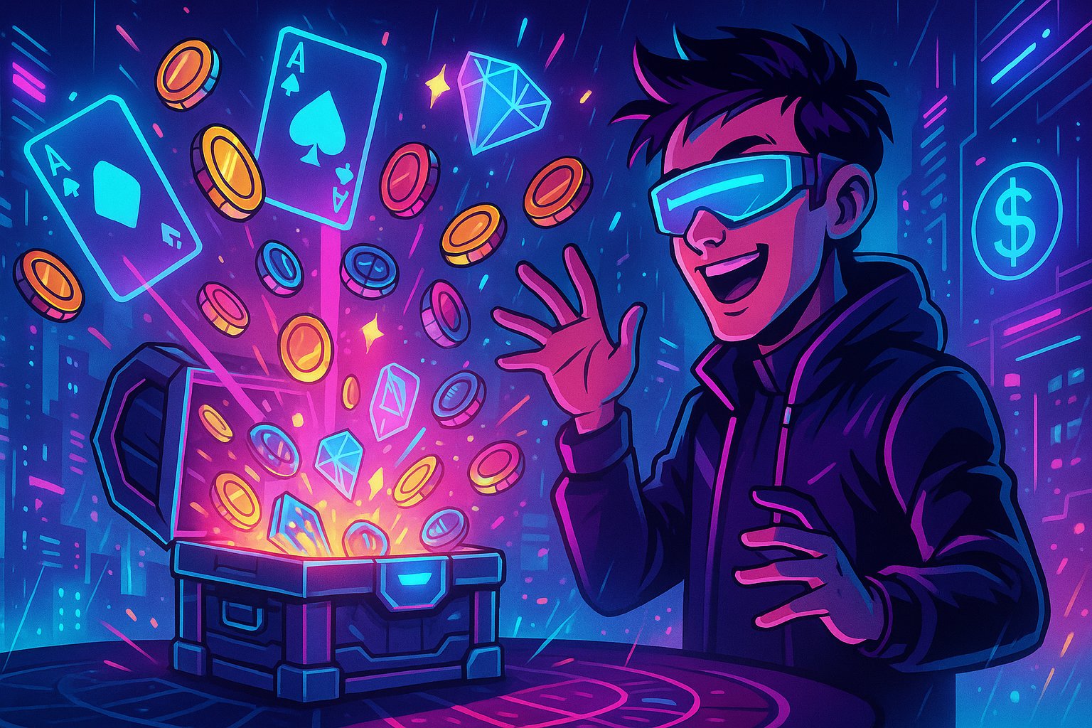 Karakter aksi monster pada layar ponsel